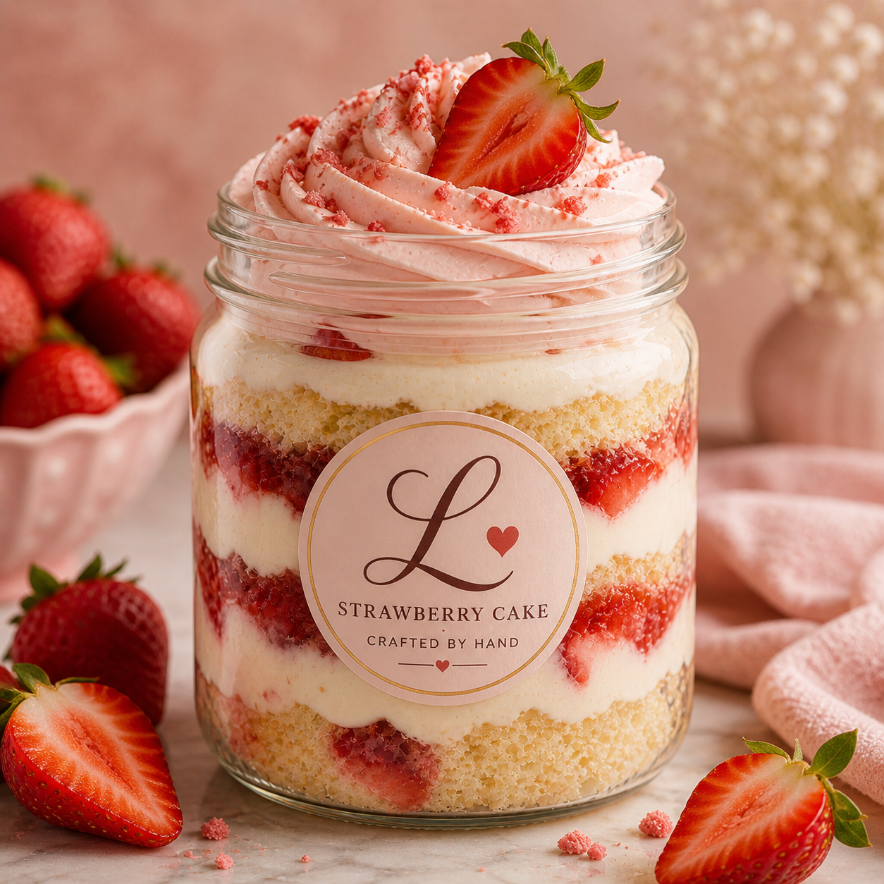 Strawberry Cake Jar